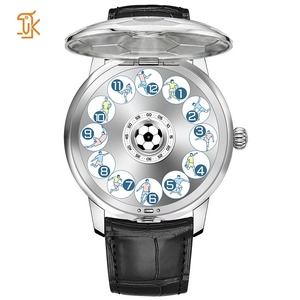 Reloj Mecánico con Logotipo Personalizado OEM ODM, Miyota 9015 Automático, Esfera con Tema de Fútbol, Caja de Acero 316L, Correa de Cuero - Product Image 3