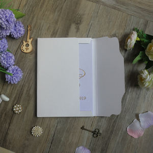 Invitations de mariage or et blanc en acrylique à couverture rigide en velours personnalisé de luxe avec carte <span class=keywords><strong>RSVP</strong></span> - Product Image 3