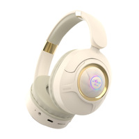 Écouteurs de jeu supra-auriculaires sans fil OEM Casques de son stéréo HIFI rotatifs et pliants Casque d'écoute RVB bleu clair