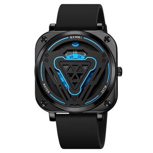 Skmei 2107 Men's Quartz <b>Watch</b> Sport Business Creative Personalized Square Design Silicone Strap Waterproof Alloy Glass - Product Image 4