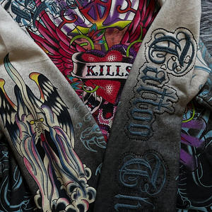 Мужские зимние свитшоты оверсайз класса люкс с 3D-вышивкой, тиснением, цифровой печатью и стразами, плотность 480 г/м², с принтом животных - Product Image 6