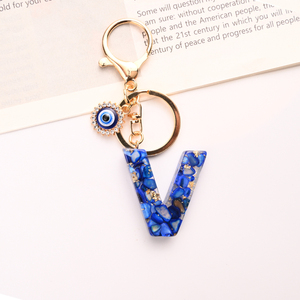 Porte-clés en résine Kawaii <span class=keywords><strong>avec</strong></span> lettres, diamant bleu, œil <span class=keywords><strong>mal</strong></span>éfique, porte-clés pour femme, fille, portefeuille, sac à dos, pendentifs <span class=keywords><strong>avec</strong></span> initiales, décoration, cadeau porte-bonheur - Product Image 2