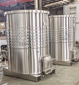 Cuve de fermentation de <span class=keywords><strong>vin</strong></span> rouge en acier inoxydable SUS304 de 2500L avec enveloppe à fossettes et fentes pour chariot élévateur, ouverture supérieure, vente directe usine - Product Image 2