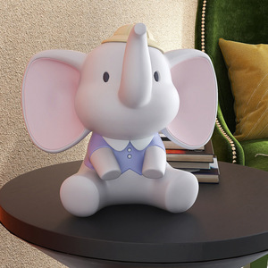Cute Baby Elephant Resin Ornament Blue White Home Decoration Desk Craft Gift Artistic Animal Shape - Product Image 1