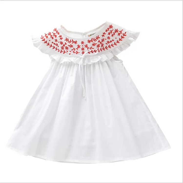 Summer Girl Dresses Kid Solid White Skirt Cotton Sleeveless Ruffle Muslin Children Outfit Clothes