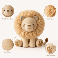 Peluche personnalisée Lion avec photo et design sur mesure pour cadeaux d'affaires et branding de jouets