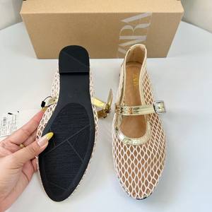 ZA2025 <span class=keywords><strong>Zapatos</strong></span> de Ballet Planos para Mujer Nuevos de Malla Calada de Diseño Europeo y Americano Tendencia de Moda de Verano <span class=keywords><strong>Zapatos</strong></span> de Boca Baja para Mujer - Product Image 4