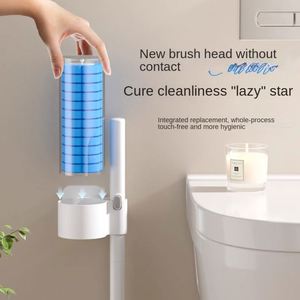 Disposable Plastic Toilet <b>Brush</b> with Wall-Mounted Set Household No Dead Angle Replacement Head <b>for</b> Toilet <b>Cleaning</b> - Product Image 2