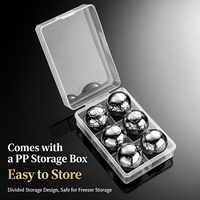Pierres à whisky réutilisables en acier inoxydable 304, lot de 12, avec boîte de rangement et pince à glace pour cocktails et whisky