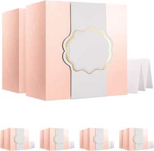 Boîtes cadeaux avec bandes de ruban et <span class=keywords><strong>cartes</strong></span> - Or rose brillant avec texture herbe, 8x8x4 pouces - Product Image 1