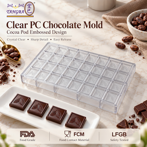 Moule à chocolat carré 3D classique Tangba en polycarbonate, en forme de bloc, personnalisable, pour fruits et cacao - Product Image 2