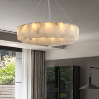 Lustre en cuivre massif et albâtre de luxe, style rétro français-américain, pour la décoration du salon, de la salle à manger et de la chambre.