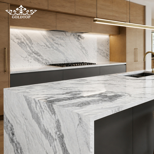 Dalles de marbre blanc Sumati GOLDTOP avec veinage gris tourterelle, poli haute brillance, testées SGS, pour hall d'hôtel, îlot de cuisine, revêtement de sol - Product Image 3
