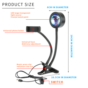 Proyektor Desktop RGB, lampu suasana hati USB pelangi suasana LED suasana matahari terbenam lampu malam dengan klip untuk siaran langsung - Product Image 2