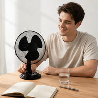 Petit ventilateur de bureau en maille noire à 3 vitesses, 3 pales, oscillant, électrique
