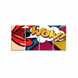 Pop Art Woman <b>Canvas</b> Print: Colorful Tempered Glass <b>Wall</b> Decor,SET OF 4 <b>CANVAS</b> - Product Image 2