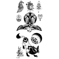 BXTAT TL079-TL084 autocollants de tatouage temporaire dentelle bas dos croix aigle renard fisn fleur Cupidon Angle arbre aile Cage papier pour corps