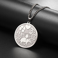 Collier de Style Punk gothique à la mode pour hommes pendentif éléphant en acier au titane trèfle à quatre feuilles coeur charme Yoga acier inoxydable