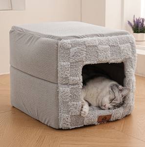 Katlanabilir Kare Kedi Yatağı ve Köpek Yatağı Sonbahar Kış İçin Uygun Dayanıklı Evcil Hayvan Yuvası - Product Image 2