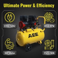 Compresseur d'air industriel silencieux électrique sans huile de 50 litres avec pompe de 3 CV