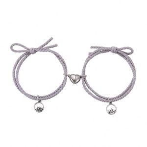 Pulsera de Pareja con Cierre Magnético, Pulsera Creativa de Cuerda, Amistad, Joyería para Hombre y Mujer, Regalo, Pulsera con Dijes, 2 Piezas - Product Image 5