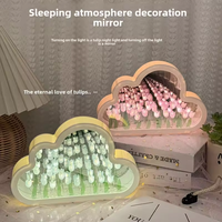 Offre Spéciale fait à la main bricolage LED nuage forme tulipe miroir fleur lampe romantique LED nuage tulipe miroir veilleuse pour filles cadeau