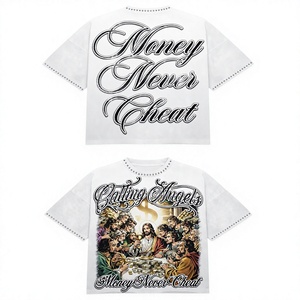 T-shirt Homme Streetwear de Luxe à Manches Courtes, Imprimé, Col Clouté, Design Personnalisé, Style Décontracté - Product Image 1
