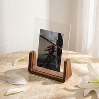 Base en bois en forme de U créative avec lumière LED, cadre en bois, décoration de bureau, cadeau créatif, base en bois avec lumière LED et acrylique