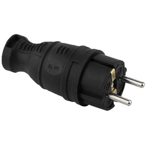 Black <b>Rubber</b> Schuko <b>Plug</b> 16A 250V With Earth Pin For European Power Socket - Product Image 1