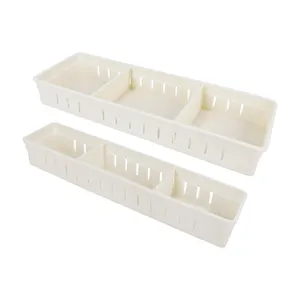 Adjustable Plastic Kitchen White Drawer Divider Organizer Storage Containers Open For Makeup Kitchen Utensils Jewelries