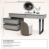 Ensemble de meubles de coiffeuse en MDF de qualité E1 avec plateau en pierre frittée, miroir LED trois couleurs et tiroirs à fermeture douce pour chambre à coucher