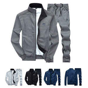 Vendita diretta in fabbrica tuta sportiva da uomo in pile sottile <span class=keywords><strong>di</strong></span> <span class=keywords><strong>marca</strong></span> <span class=keywords><strong>di</strong></span> moda maglione in tinta unita abbigliamento sportivo a due pezzi - Product Image 2