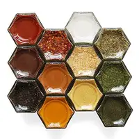 Organic Small Hexagon Storage Tins Set, Magnetic Spice Jars