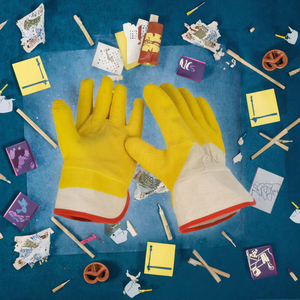 High Quality Durable Breathable Latex Work <b>Gloves</b> Pleated Coating Non-Slip <b>Moisture</b>-Proof and Fireproof-for Safety Wholesale - Product Image 3