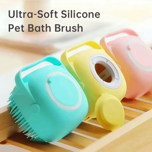 แปรงอาบน้ำนวดสัตว์เลี้ยงแบบซิลิโคนนุ่มพร้อมช่องใส่แชมพู พิมพ์โลโก้ได้ - Product Image 4