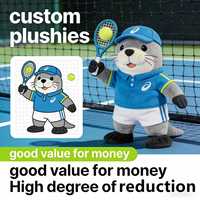Peluche de joueur de tennis tenant une raquette, animal en peluche doux, mascotte sportive, cadeau personnalisé OEM