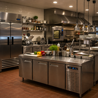 Fournisseur d'équipements de cuisine pour la restauration CE ETL, réfrigérateur commercial, table de travail avec vitrine, station de préparation de pizzas, congélateur à salade rapide