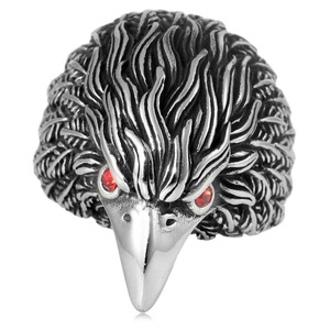 yunnique Eagle Men's <b>Titanium</b> Steel <b>Ring</b> Steel Color Prong Setting Animal Zodiac Gift - Product Image 3