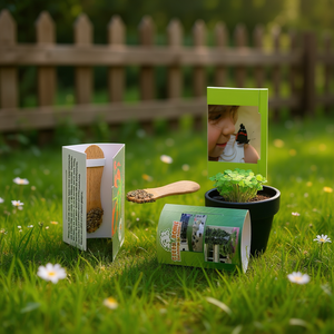 Kit di coltivazione con bastoncini di legno per fiori, semi e vaso per bambini, Green House - Product Image 3