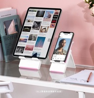 Double support de téléphone portable pliable, support de téléphone de bureau entièrement réglable, station d'accueil Compatible avec les tablettes de téléphone