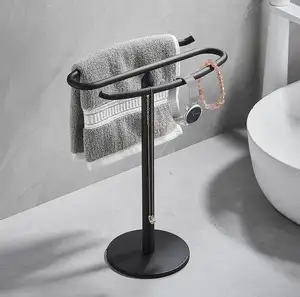 New Matt Black Standing Hand Stand Towel Racks For Bathroom Freestanding Kitchen Hand Towel Holder For Countertop