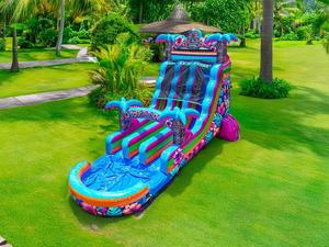 ウォータースライドダブルインフレータブルウォータースライド30フィート高いヤシの木ウォータースライド - Product Image 2