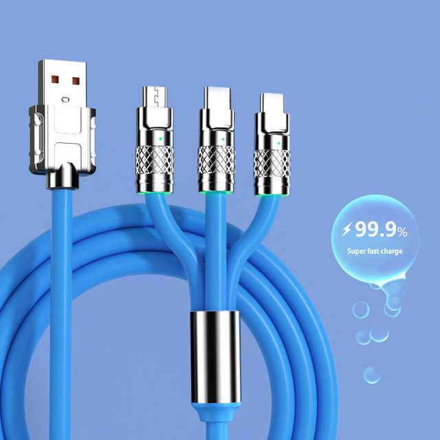 For USB OEM Private Label 120W 3 in 1 Multi-Charging Cable for iPhone PVC Jacket Pure Copper Conductor Shielded Eco-Friendly