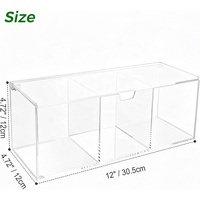 Organisateur de dosettes de café en acrylique avec couvercle, rangement transparent à 3 compartiments pour bar à café, pour capsules individuelles et portions de crème