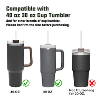 Pailles à boire de 10 mm pour accessoires de tasses avec brosse de nettoyage, pailles de remplacement en plastique Tritan réutilisables pour gobelets de 30 oz et 40 oz