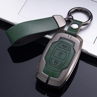 Casing Kunci Mobil Kulit 3 Tombol untuk BYD Song Plus Yuan Qin Han Tang Smart Remote Fob Cover Aksesoris Gantungan Kunci Mobil Logam Sederhana