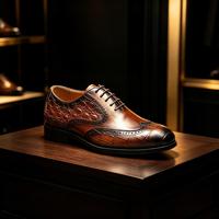 Chaussures habillées en cuir véritable pour hommes, style brogue à lacets, pour affaires et occasions formelles, logo OEM, vente en gros par petites séries