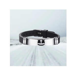 มาร์ชเมลโล่ดีเจสแตนเลสกำไลซิลิโคนสีดำแบบปรับได้ - Product Image 1
