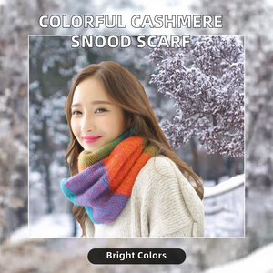 Écharpe en cachemire tricotée en acrylique à fils mélangés colorés, cache-cou en câble pour femmes adultes - Product Image 2