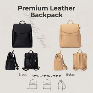 Mochila Pañalera de Cuero Genuino Premium, Elegante, con 16 Bolsillos, Compartimento Aislado <span class=keywords><strong>para</strong></span> Portátil, Resistente al Agua, Tamaño Mediano, <span class=keywords><strong>para</strong></span> Mamá - Product Image 5